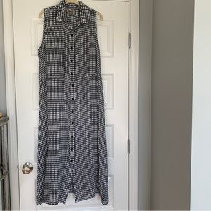 Flax Sunshine Navy Gingham Sleeveless Maxi Shirtdress NWOT
